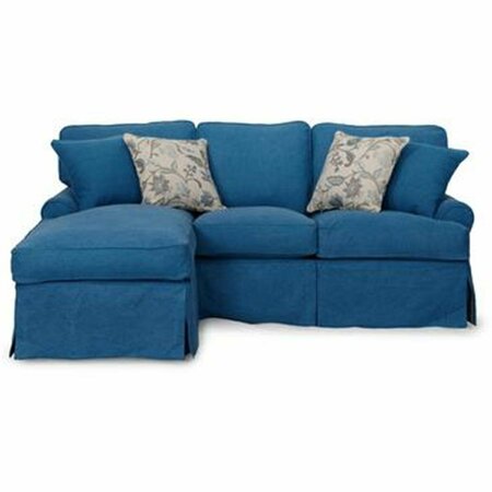 SUNSET TRADING Horizon Slipcovered Sleeper Sofa and Chaise in Indigo Blue SU-117678-410046